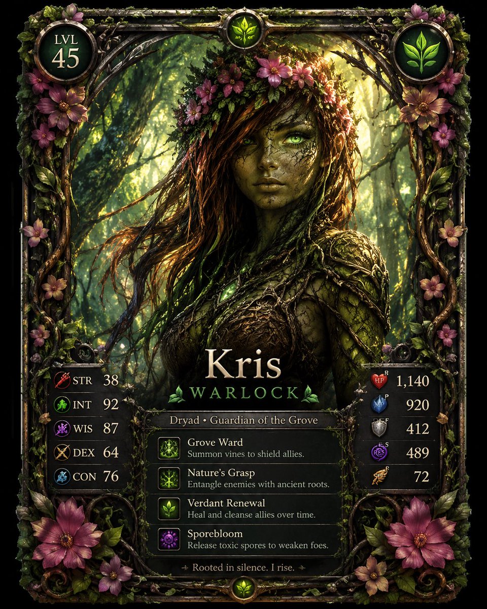 Dark Dryad Warlock RPG Card