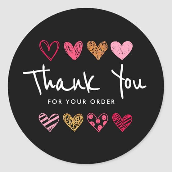 thank you for your order stickers