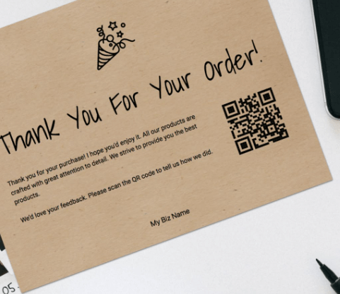 thank you for your order card example
