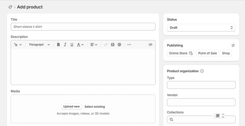 add product on Shopify store