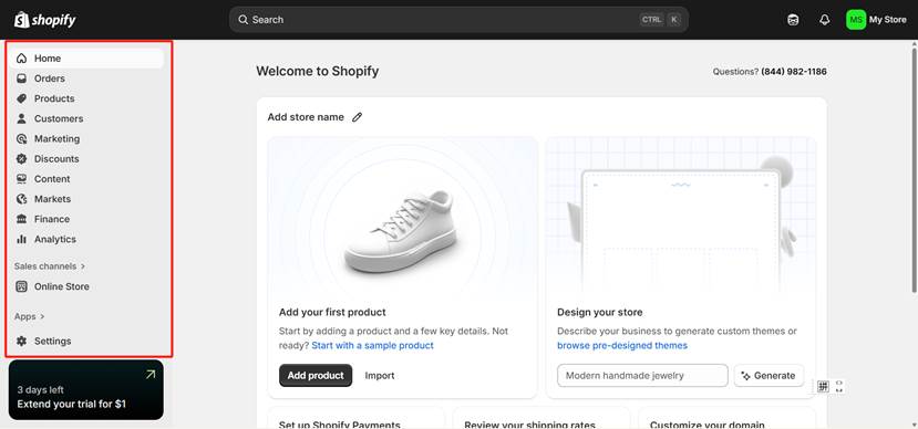 know your Shopify admin dashboard
