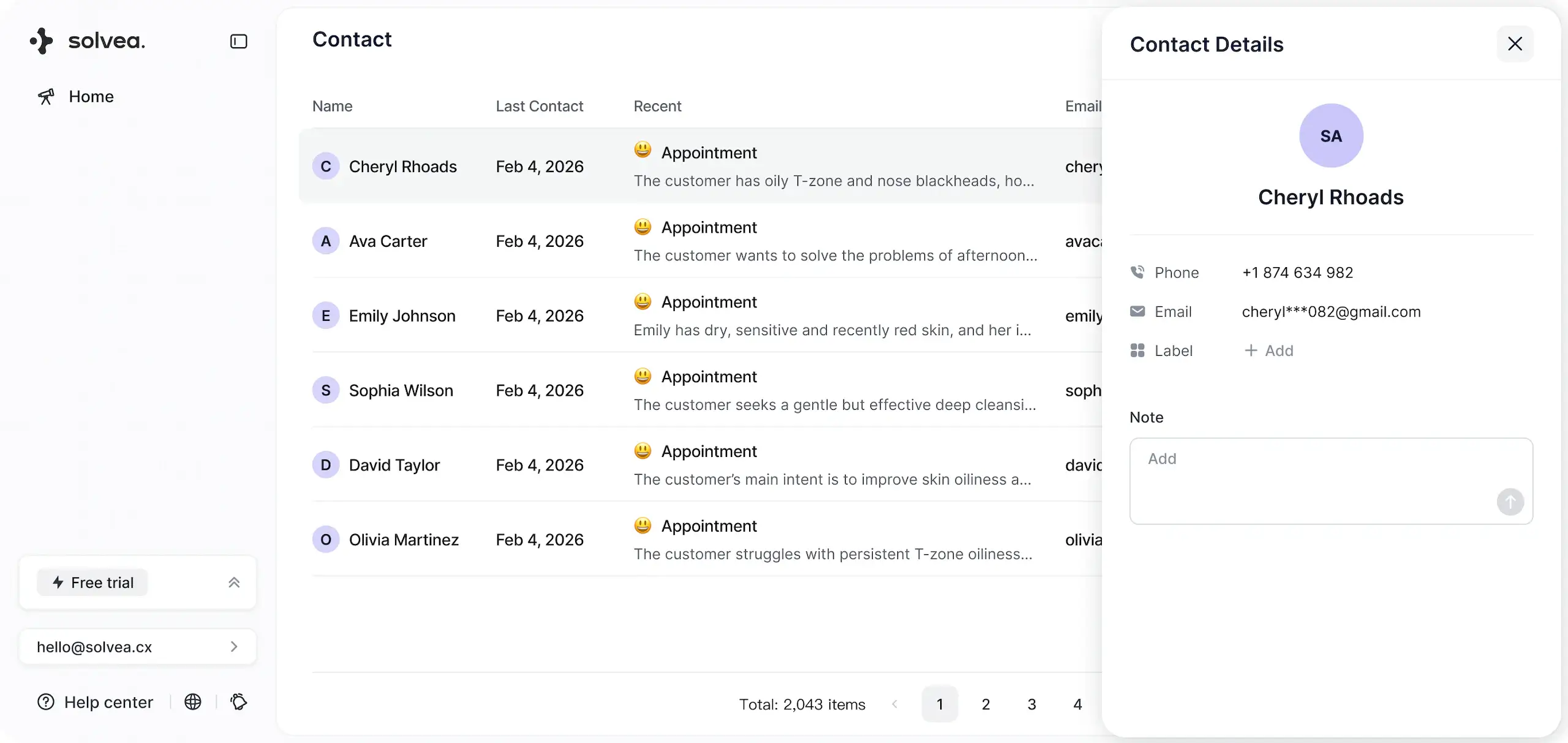 Solvea' s Contact Management: A CRM that fills itself in.