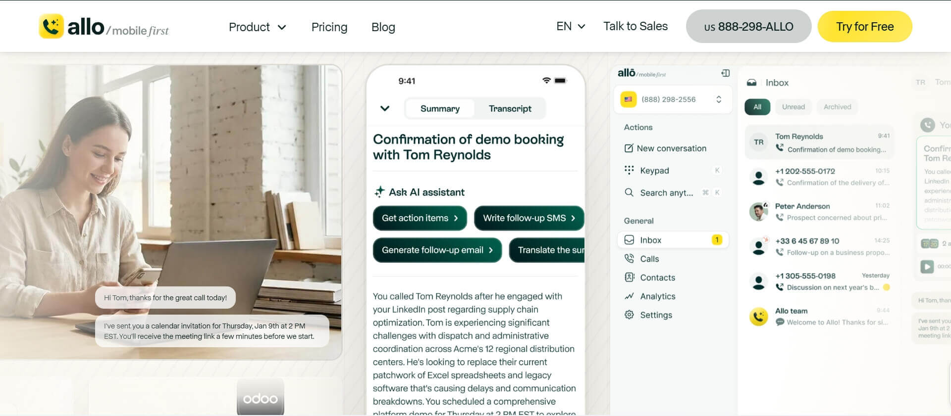 best AI answering service Allo