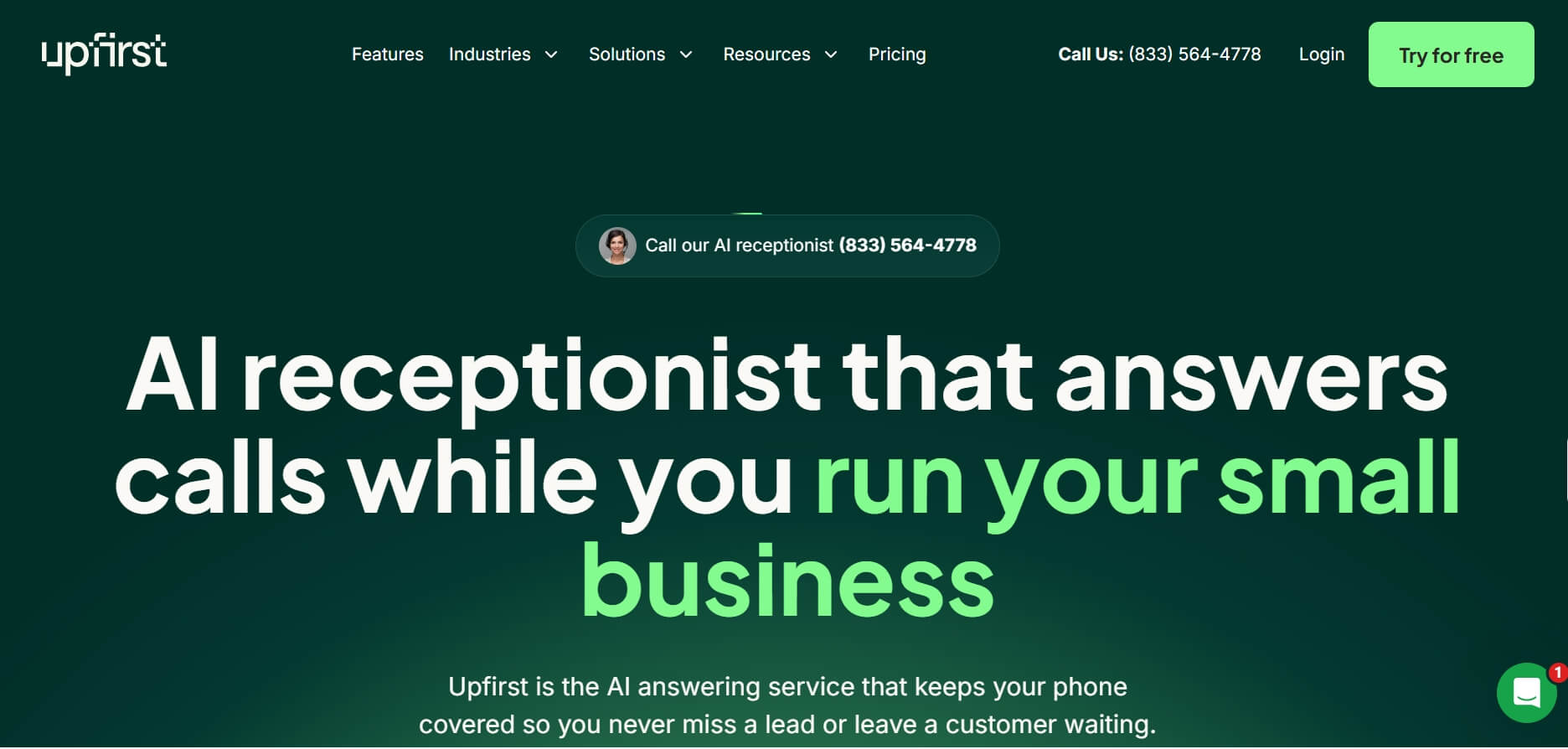 best AI answering service Upfirst