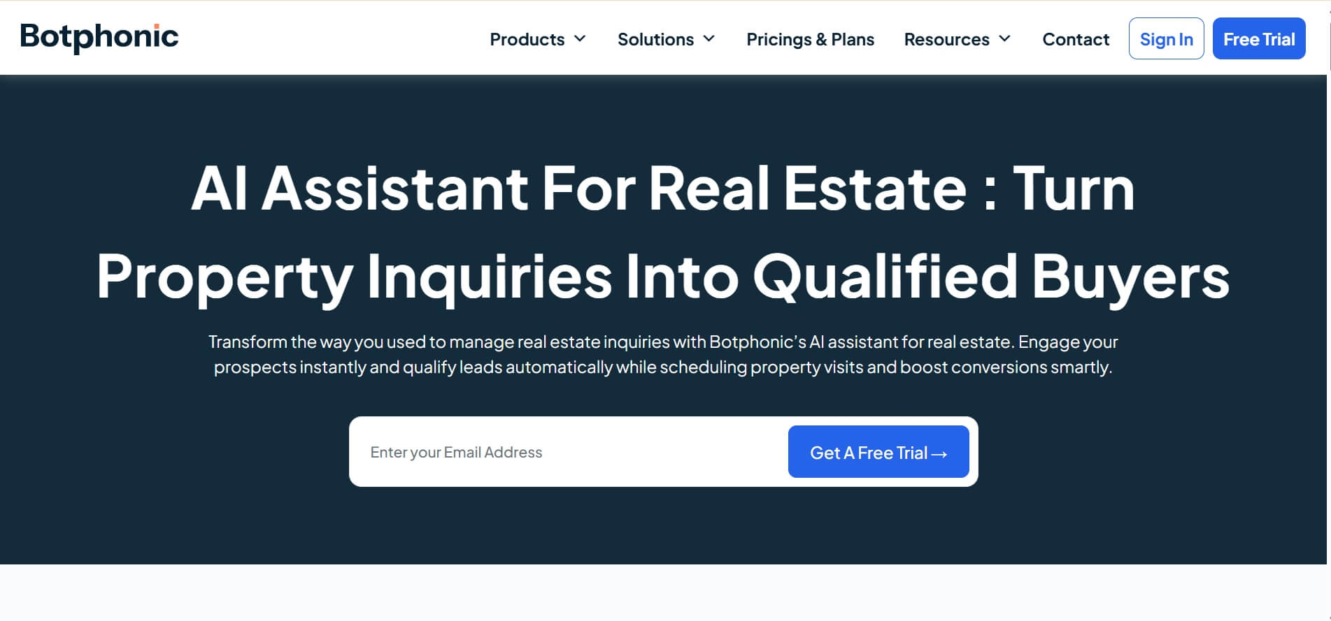 best AI receptionist for realtors Botphonic AI