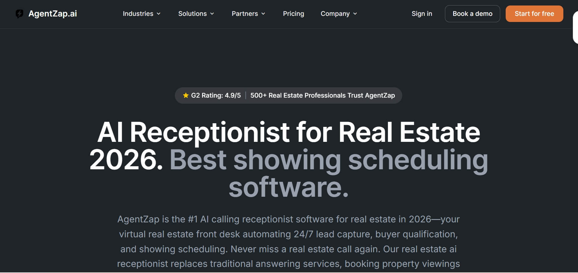 best AI receptionist for realtors AgentZap