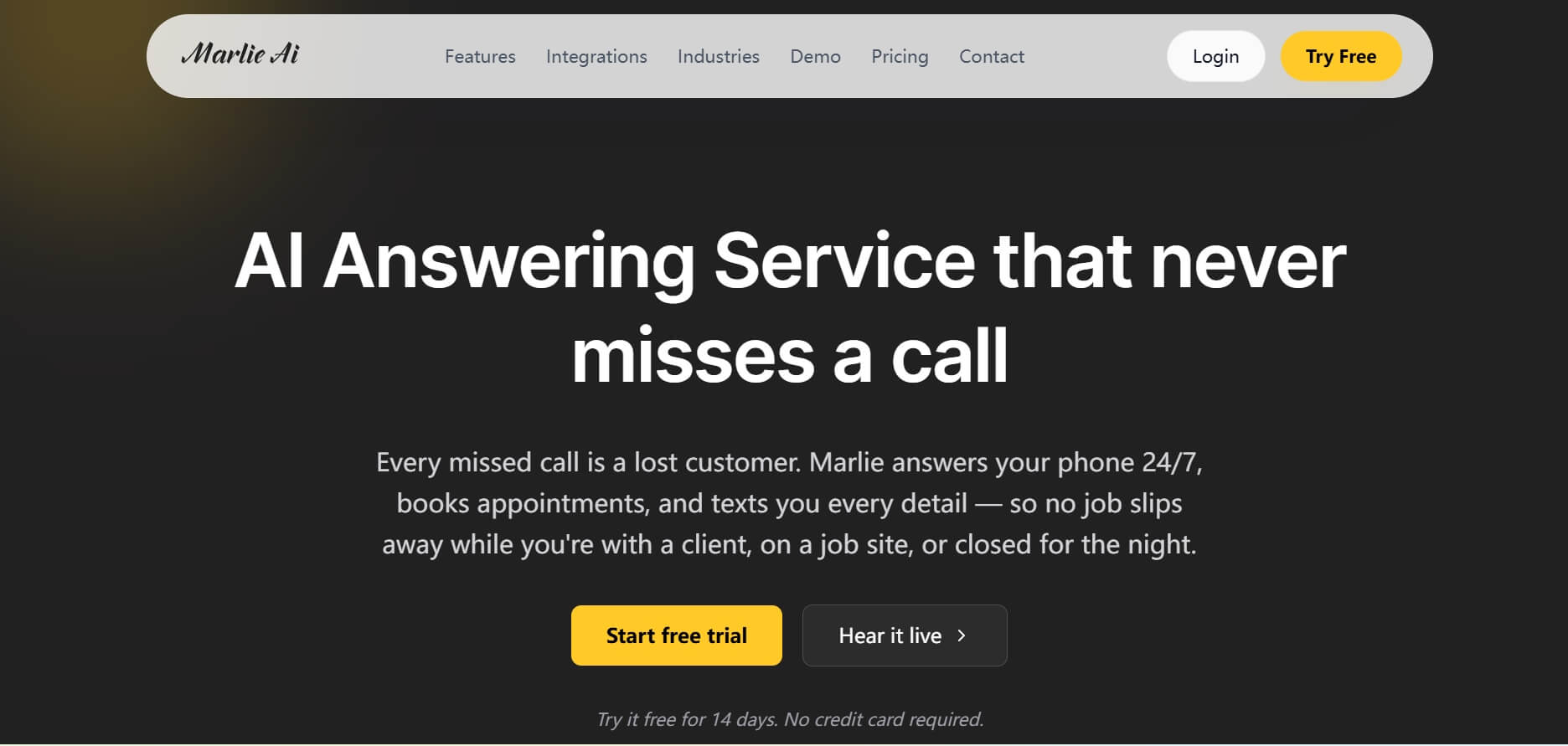 best AI receptionist for small business Marlie AI