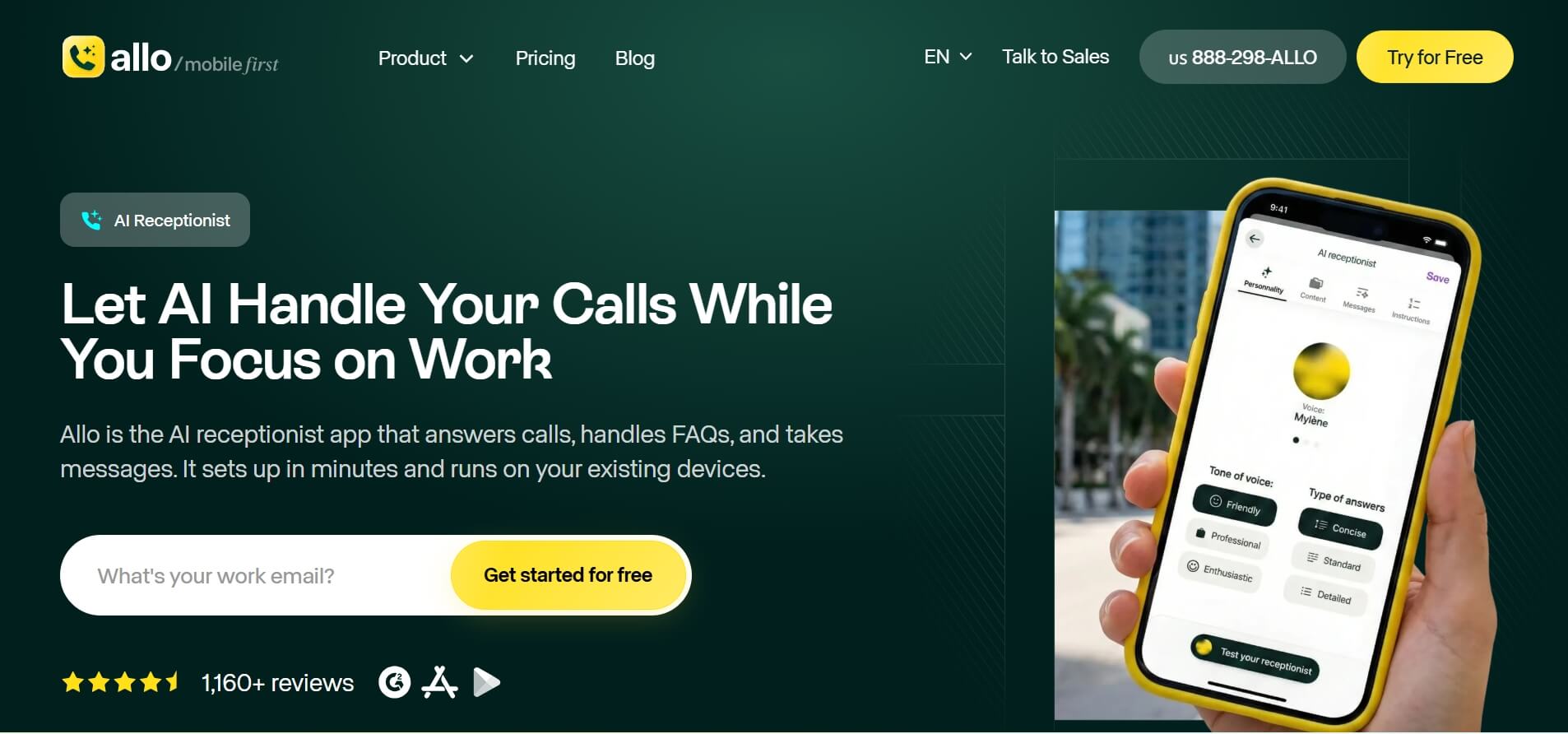 best RingCentral AI receptionist alternative Allo