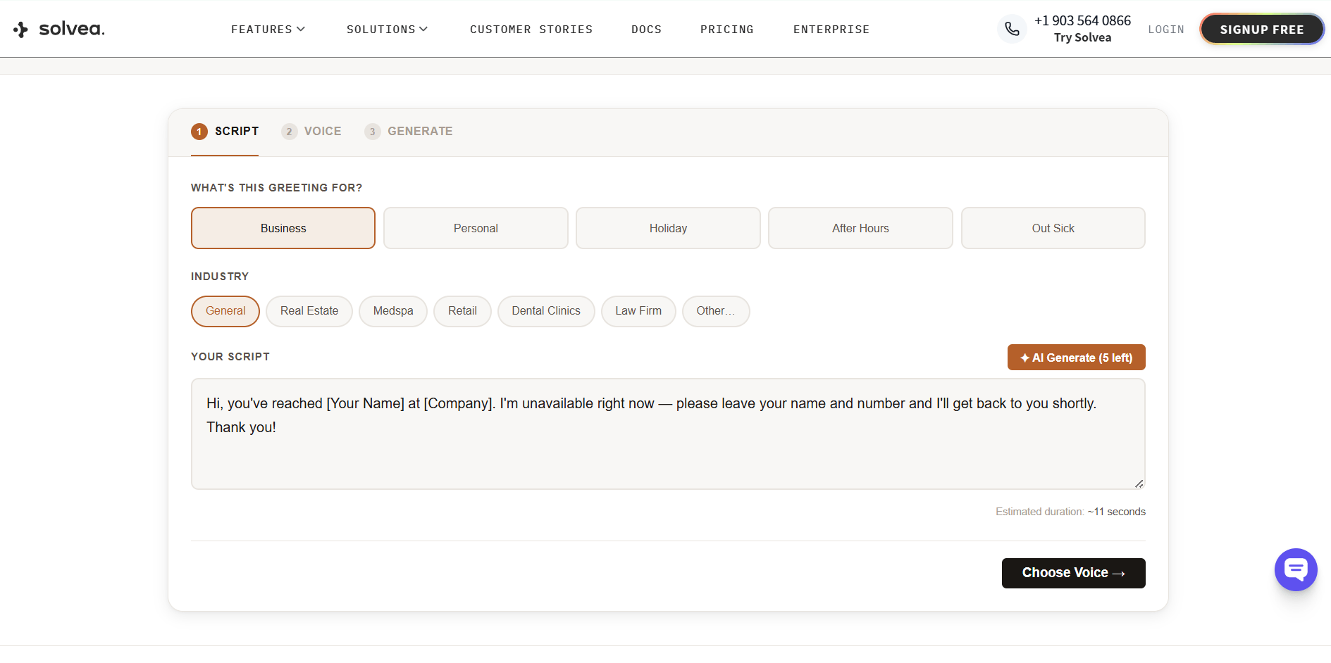 wirte a script for voicemail greeting