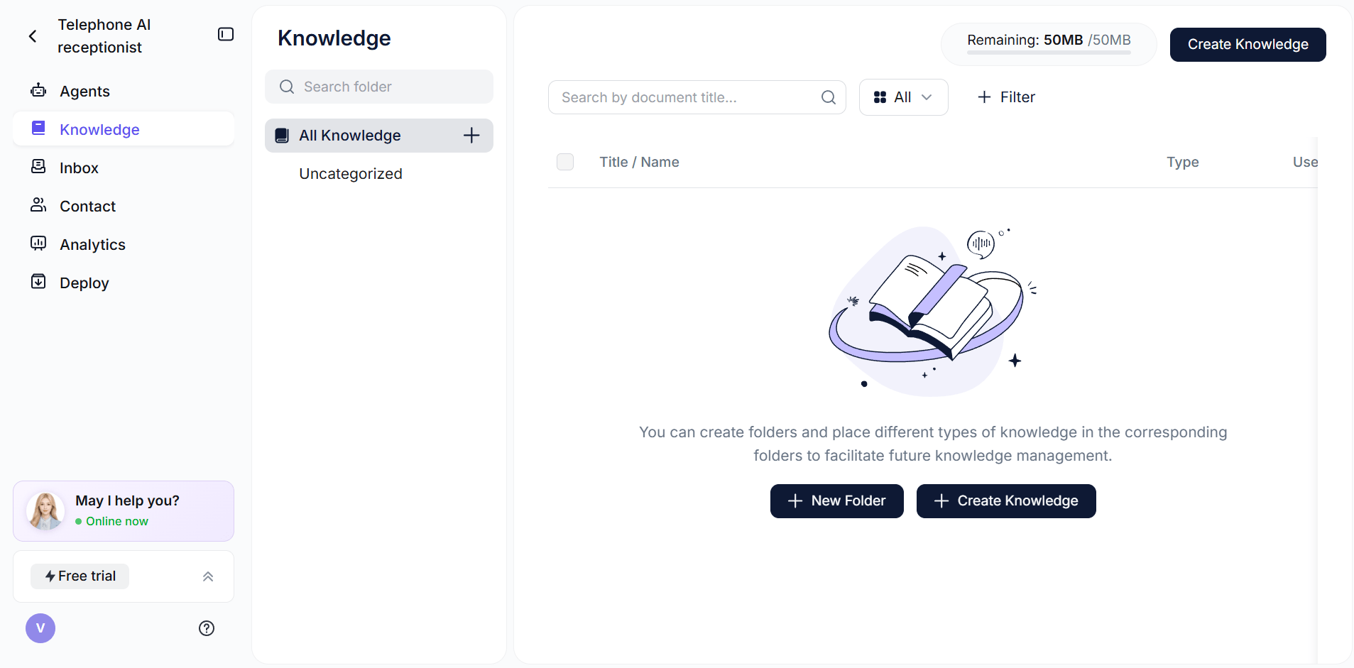 Solvea knowledge base