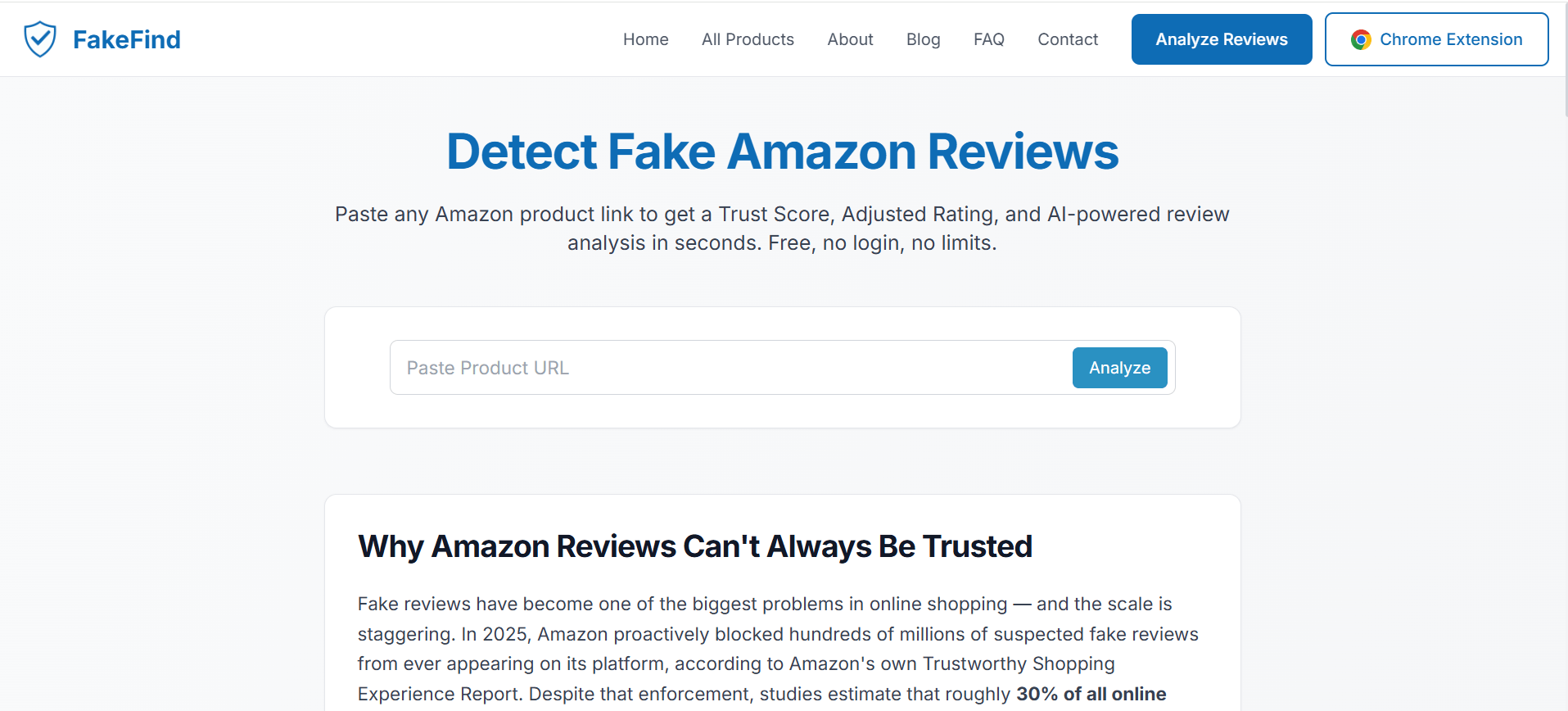FakeFind — Best Quick Fake Review Scan