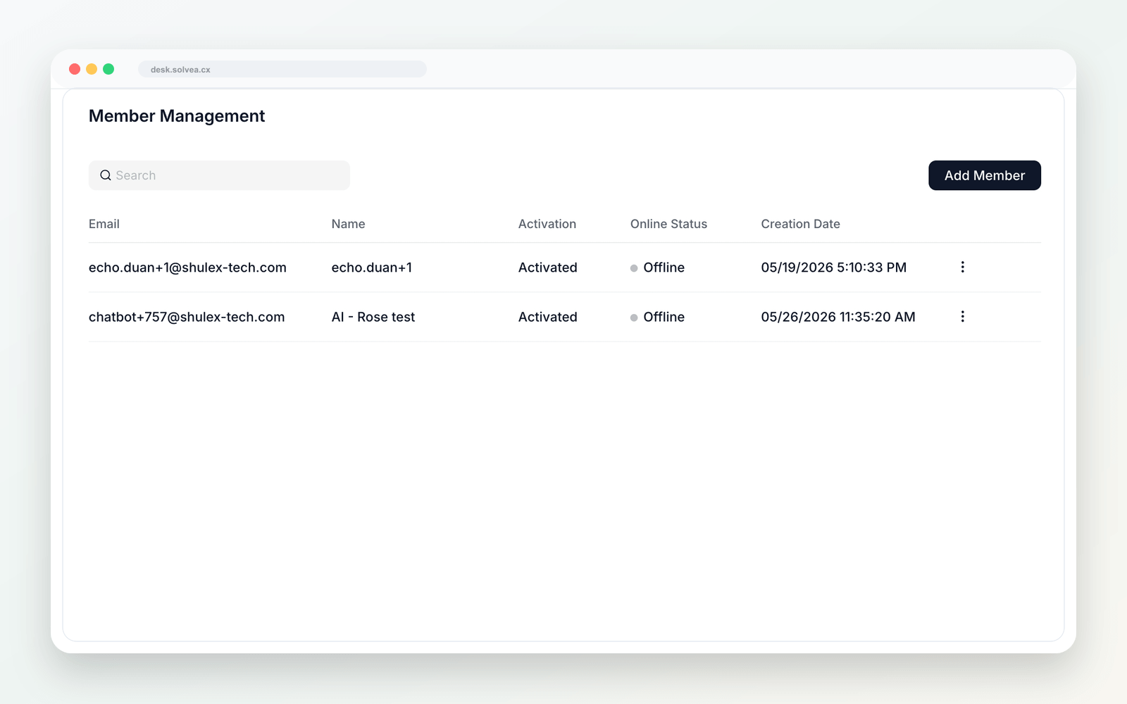 Number and AI agent settings in Solvea PC Desk