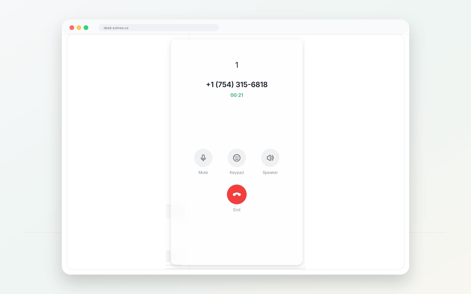 Active call controls in Solvea PC Desk