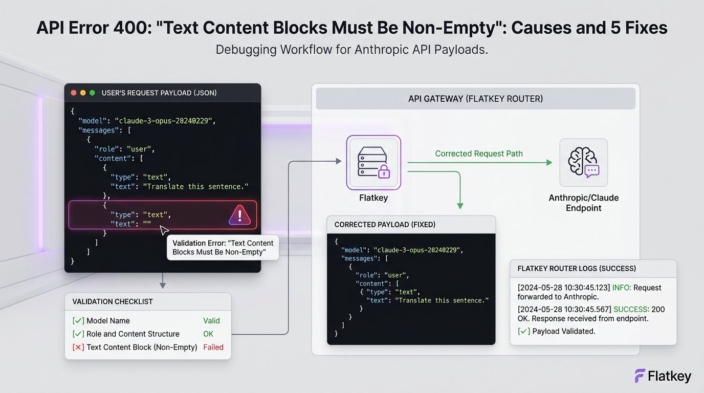 API-Fehler 400 "Text Content Blocks Must Be Non-Empty": Ursachen und 5 Lösungen